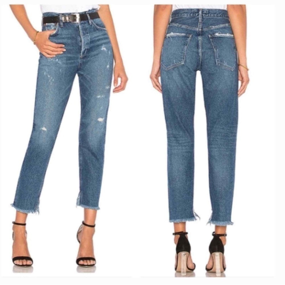 Agolde Jamie Straight Jeans in Lowdown High Rise Distressed 29